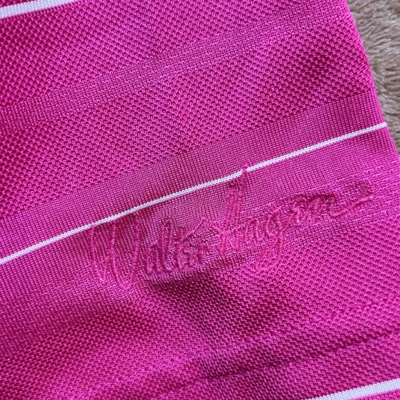 Walter Hagen Men LG Pink Stripe Hydro-Dri Golf Performance Short Sleeve Polo (W) - Picture 5 of 7